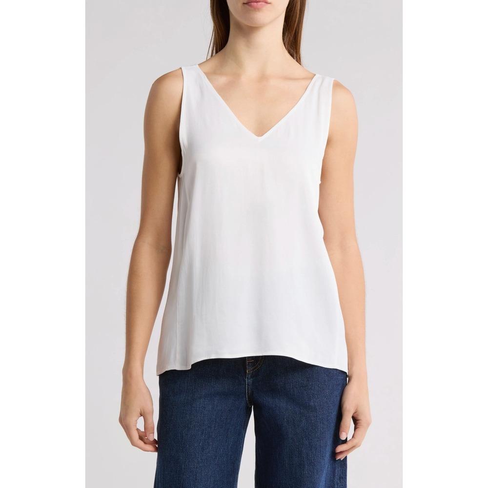 Nordstrom 2X Ivory Cloud Sleeveless V-Neck Blouse NWT Lenzing Ecovero